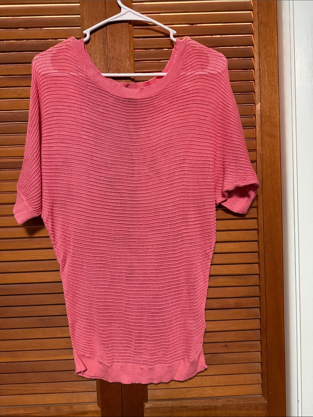Express Pink Ribbed Knit Short Sleeve Top